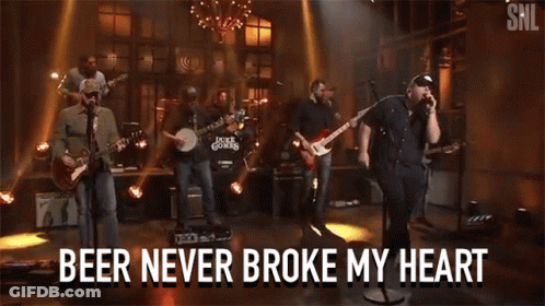 Men Playing Guitar Singing Beer Never Broke My Heart GIF