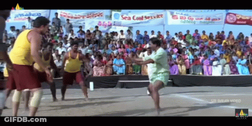 Men Playing Volleyball With Sea Coal Service Sign GIF