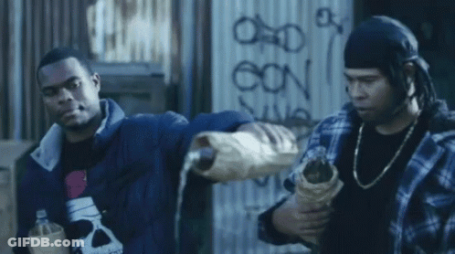 Men Pouring Into Hand With Oon Graffiti GIF