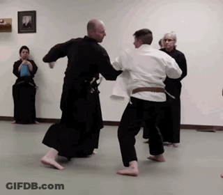 Men Practicing Karate In Gym GIF