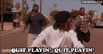Men Riding Bikes Saying Quit Playin GIF
