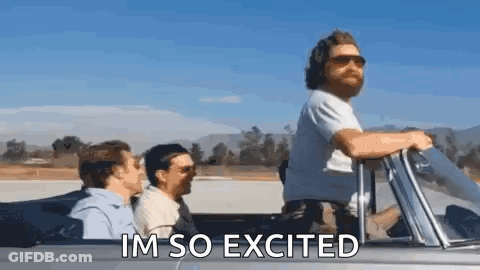 Men Riding Convertible Car Excited GIF