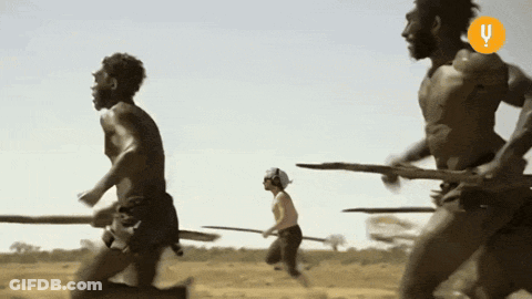 Men Running In Field With Yellow Y GIF