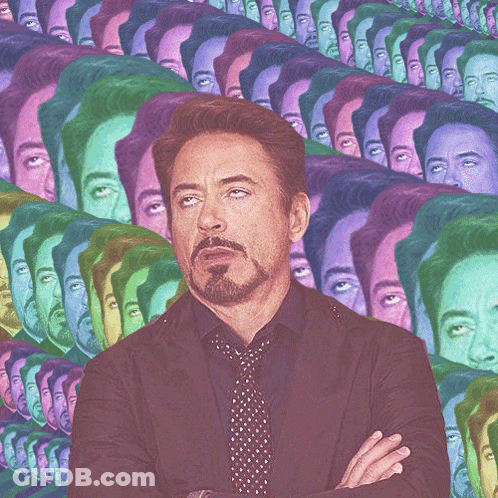 Men's Faces Rainbow Colors GIF