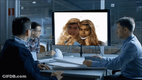 Men Sitting Around Computer Monitor GIF