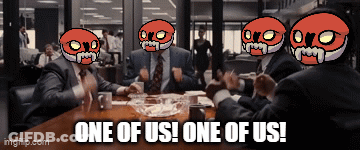 Men Sitting Around Table Saying One Of Us One Of Us GIF