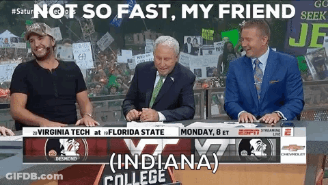Men Sitting At Indiana College Sign GIF