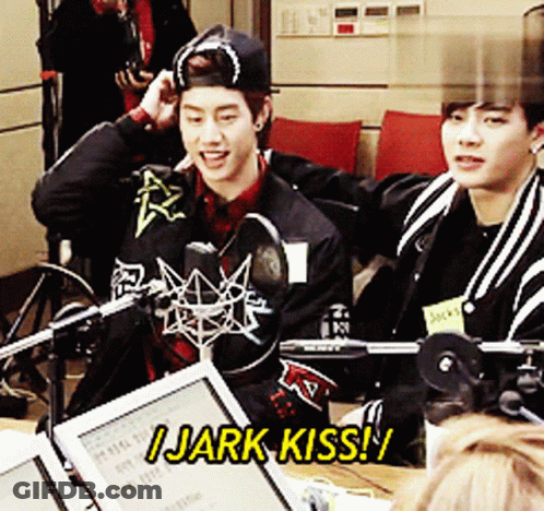 Men Sitting At Table Jerk Kiss GIF