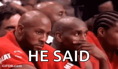 Men Sitting In A Row Saying He Said GIF