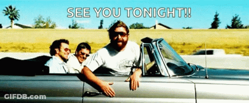 Men Sitting In Car Saying See You Tonight GIF
