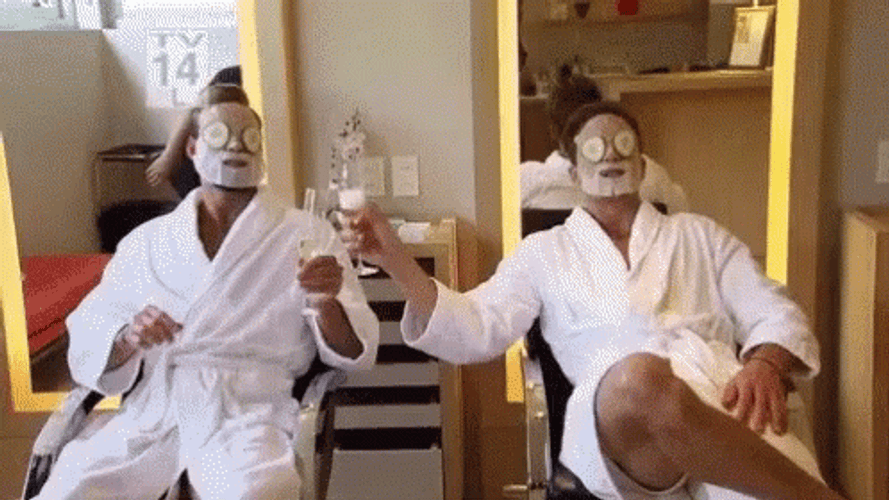 Men Spa Facemask Cheers GIF