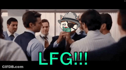 Men Standing Around Cat Holding Dollar GIF