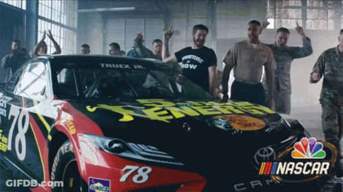 Men Standing Around Race Car Number 78 GIF