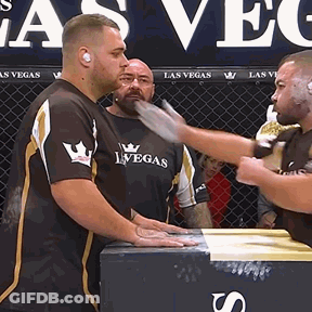Men Standing In Boxing Ring With Vegas Shirt GIF
