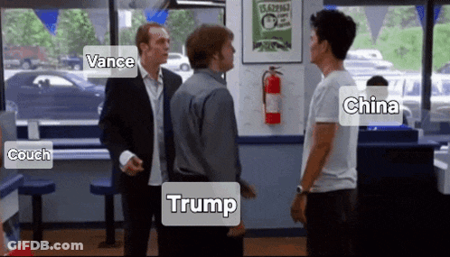 Men Standing In Diner With Vance Couch And Trump GIF