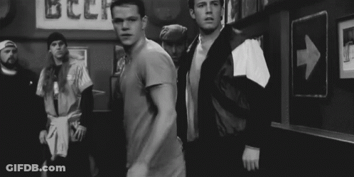 Men Standing In Front Of Beer It's Hunting Season Sign GIF