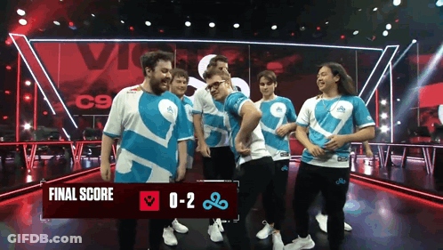 Men Standing In Front Of Final Score Scoreboard GIF
