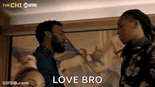 Men Standing In Front Of Painting Saying Love Bro GIF