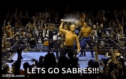 Men Standing In Wrestling Ring Lets Go Sabers GIF
