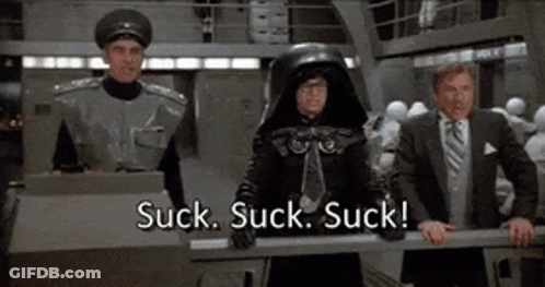 Men Standing Next To Darth Vader Helmet GIF