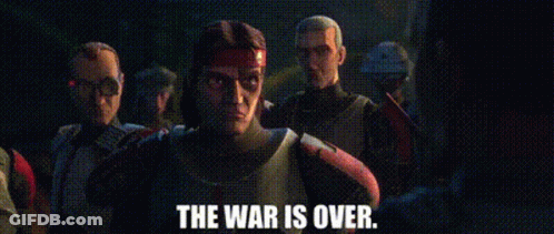 Men Standing Saying The War Is Over GIF