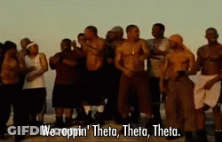 Men Standing Together Saying We Rep Theta Theta Theta GIF