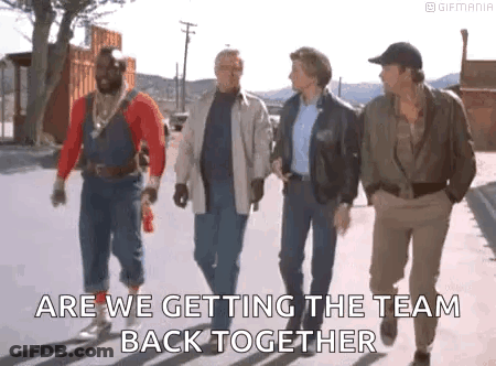 Men Walking Down Street Are We Getting Team Back Together GIF
