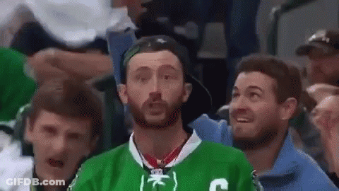 Men Watching Hockey Game In Stadium GIF