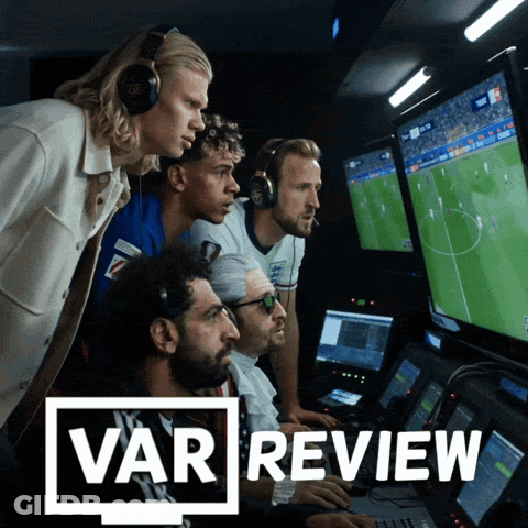 Men Watching Soccer Game VAR Review GIF
