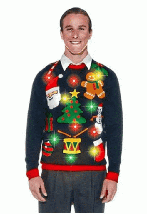 Men Wearing Different Ugly Sweater GIF