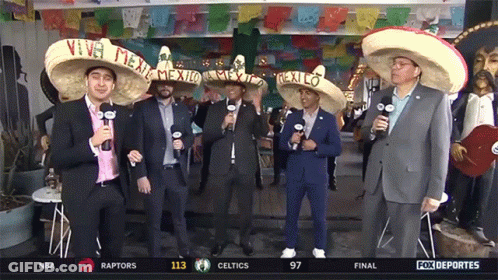 Men Wearing Mexico Sombrero Hats GIF