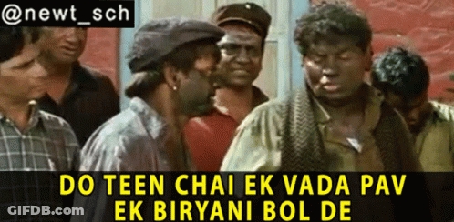 Men With Caption Do Teen Chai Ek Vada Pav GIF