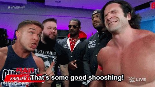 Men With Sign That's Some Good Shooshing GIF