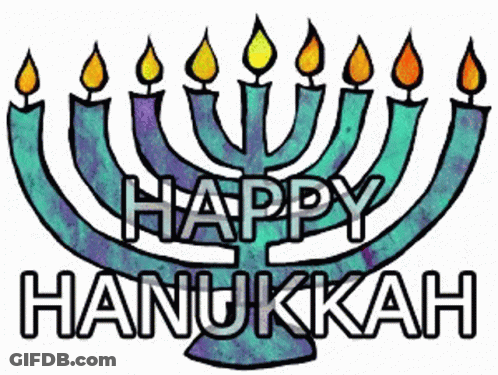 Menorah With Candles Saying Happy Hanukkah GIF