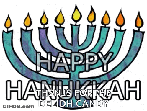 Menorah With Candles Saying Happy Hanukkah GIF