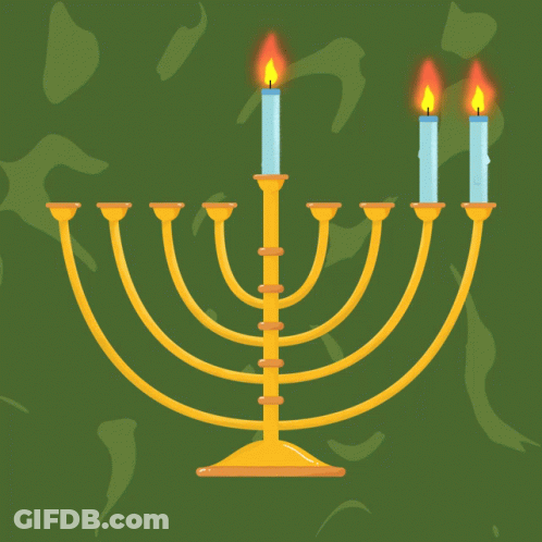 Menorah With Four Lit Candles GIF