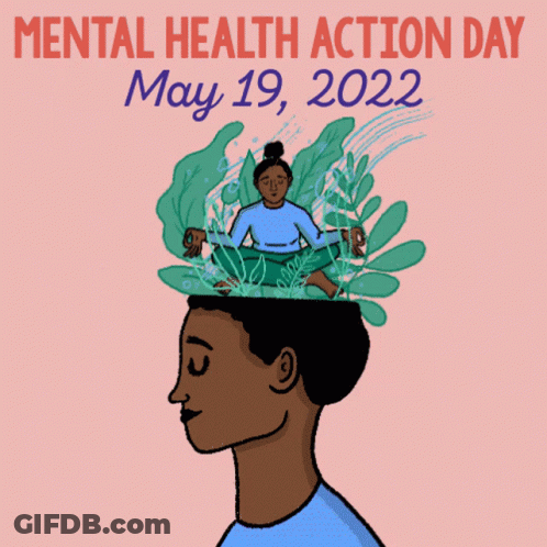 Mental Health Action Day Poster Woman Meditating GIF