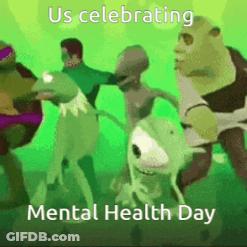 Mental Health Day Celebrating Shrek Kermit Dance GIF
