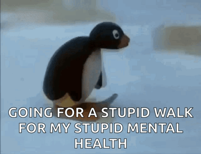 Mental Health Penguin Walk GIF