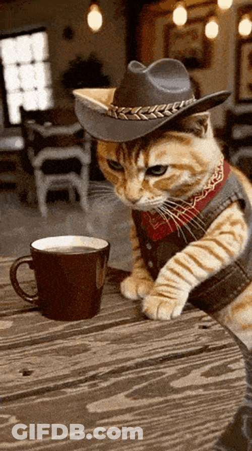 Meowdy Coffee Cat GIF