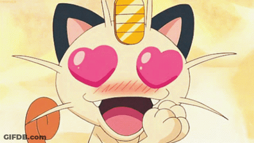 Meowth Heart Eyes GIF