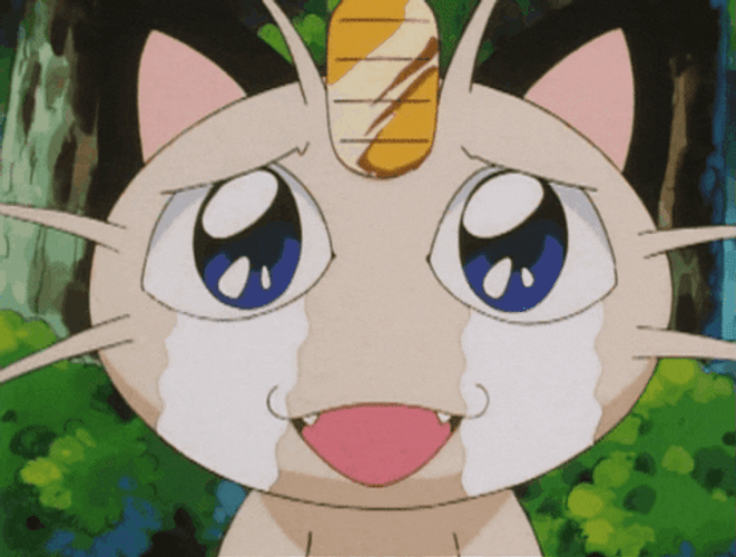 Meowth Twinkling Eyes With Happy Tears GIF