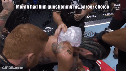 Merab Questioning His Career Choice On UFC Broadcast GIF