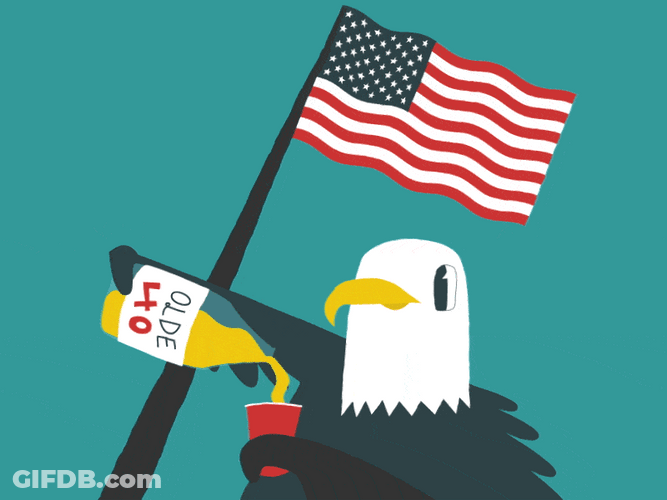 Merica Murica Eagle Drinking Digital Cartoon GIF