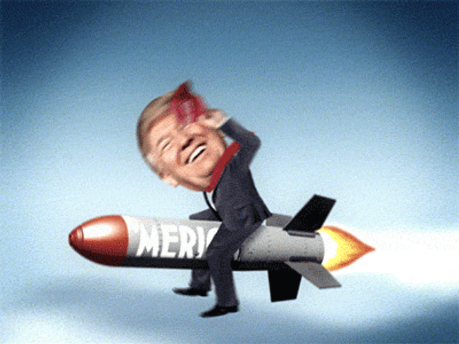 Merica Murica Trump Riding A Rocket GIF