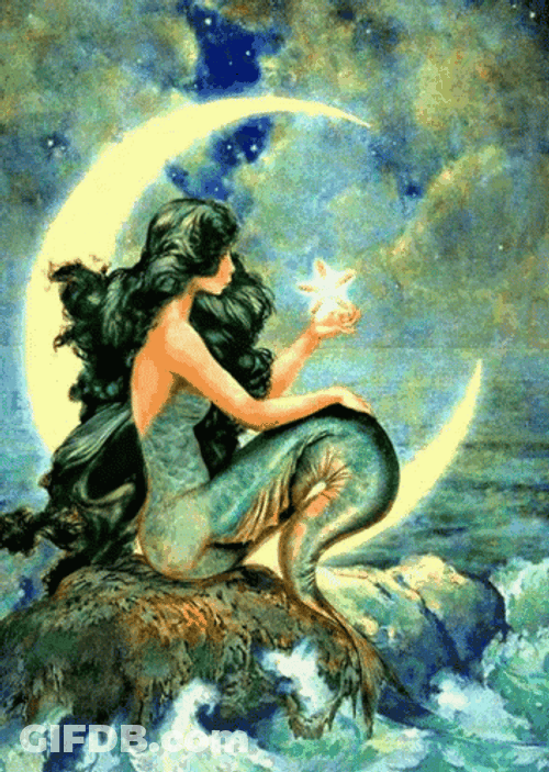 Mermaid And Moon Animation GIF