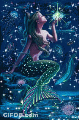 Mermaid Holding Glowing Object GIF