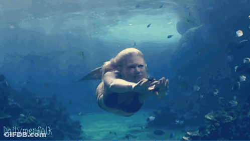 Mermaid Swimming In Ocean With Dailymerfolk GIF