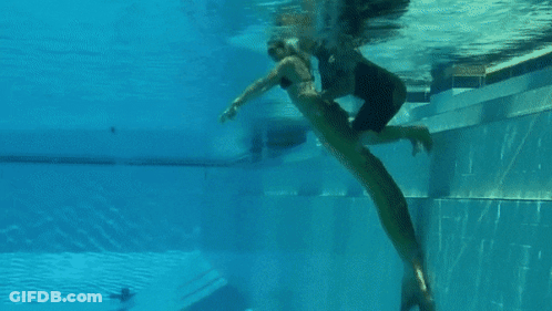 Mermaid Swimming In Pool With Person GIF