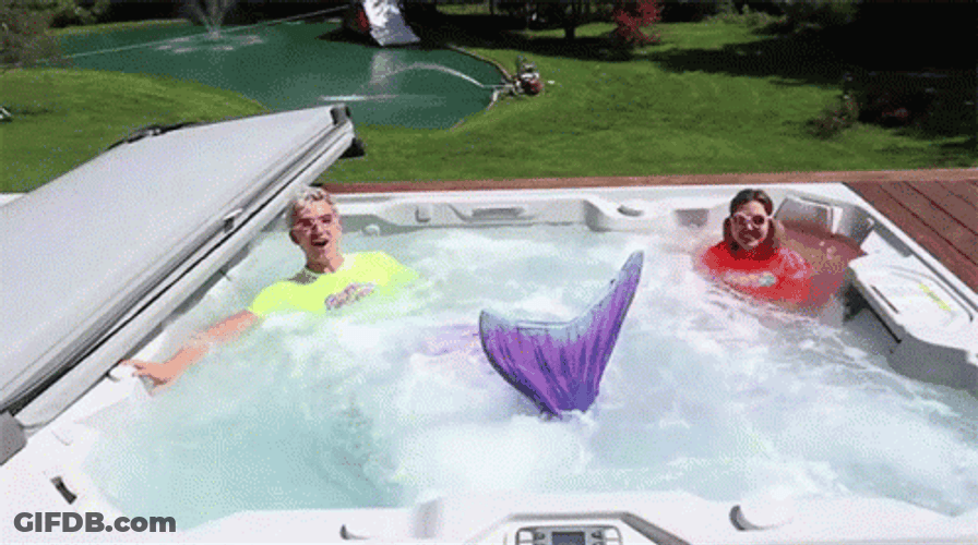 Mermaid Tail In Hot Tub GIF